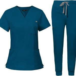 Women's Medical Scrub Sets by [Brand Name] - Classic V-Neck-0