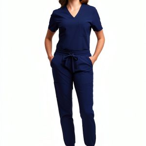 Green Town Womens Medical Scrub Set V-Neck Slim Fit-0
