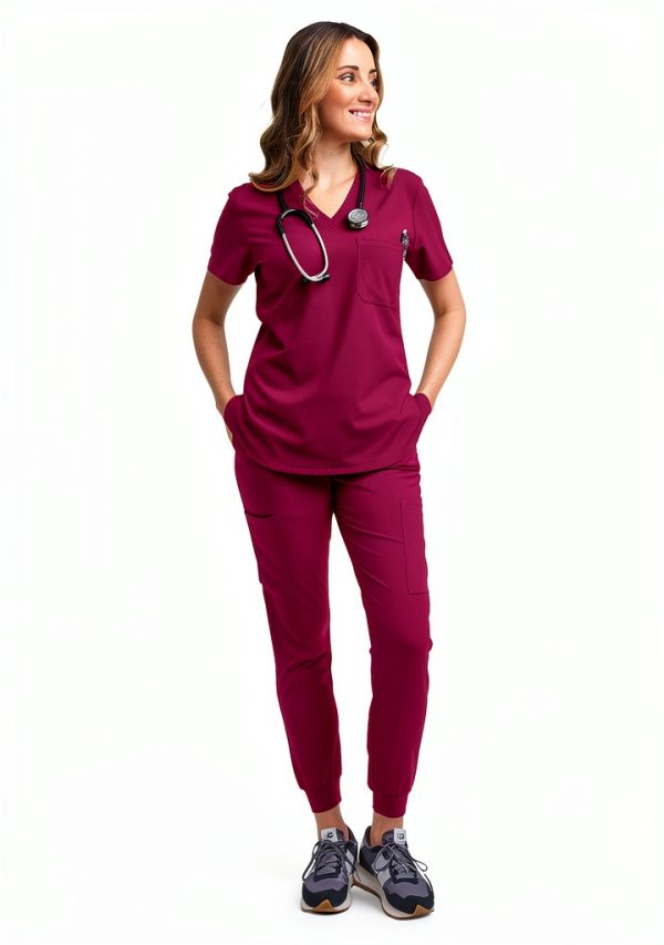 Green Town Womens Medical Scrub Set Slim Fit V-Neck-5
