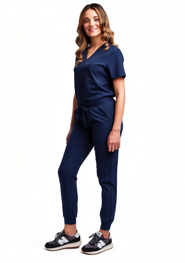 Green Town Womens Medical Scrub Set V-Neck Slim Fit-1