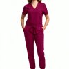 Green Town Womens Medical Scrub Set Slim Fit V-Neck-0