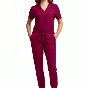 Green Town Womens Medical Scrub Set Slim Fit V-Neck-0