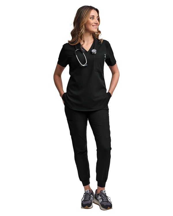 Green Town Womens Medical Scrub Set Slim Fit V-Neck-5