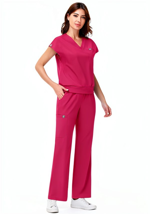 Women Medical Scrub Set Polyester Spandex Comfort Fit-0