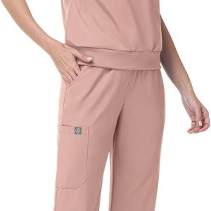 Women Scrub Set Polyester Spandex Medical Uniform Comfort-0