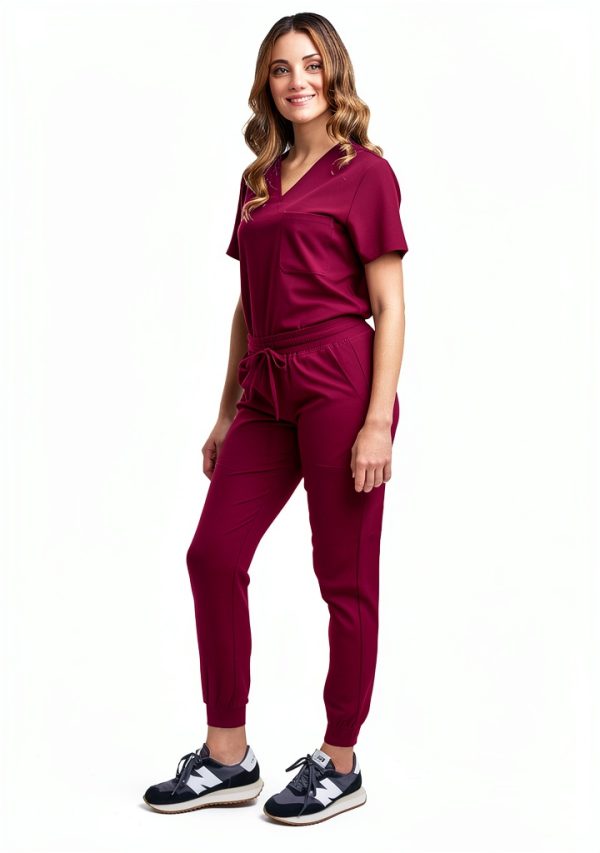 Green Town Womens Medical Scrub Set Slim Fit V-Neck-1