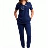 Green Town Womens Medical Scrub Set V-Neck Slim Fit-5