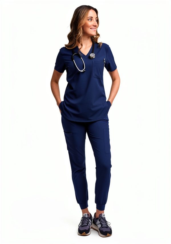 Green Town Womens Medical Scrub Set V-Neck Slim Fit-5
