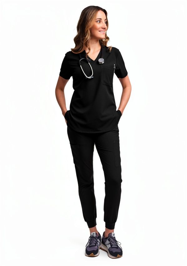 Green Town Womens Medical Scrub Set V-Neck Slim Fit-5
