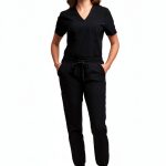 Green Town Womens Medical Scrub Set V-Neck Slim Fit-0