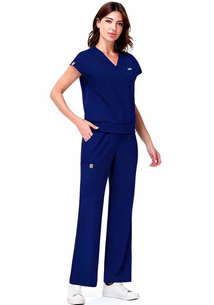 'Women wearing medical scrub set in a hospital setting'