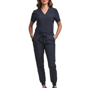 Green Town Womens Medical Scrub Set V-Neck Slim Fit-0