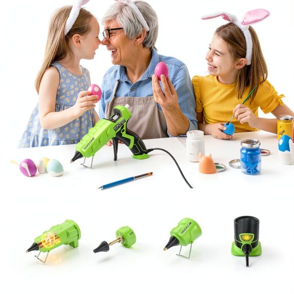 Full Size Hot Glue Gun SEEKONE 60/100W Dual Power with 20 Glue Sticks-5