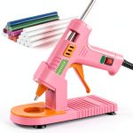 MONVICT Pink Hot Glue Gun Kit, Mini Glue Gun with Suction Cups Stand Anti Stick Silicone Mat, Hot Melt Glue Gun with Fine Tip & 30 Glue Sticks, On/Off Switch Design for DIY, Craft, Home School Project-0
