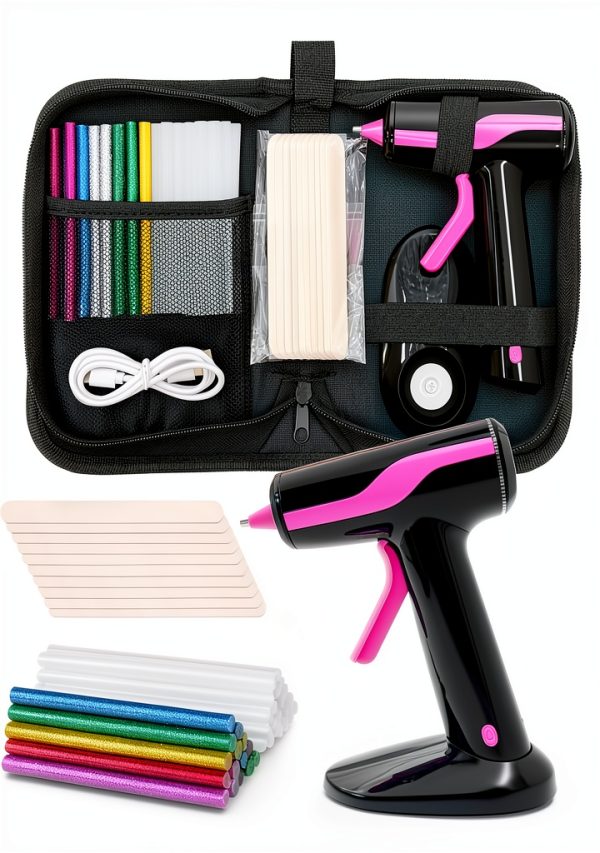 Cordless Hot Glue Gun Fifchall 2Ah Rechargeable with 30 Sticks & Case-0