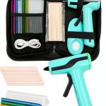Cordless Hot Glue Gun Fifchall Mini Rechargeable with 30 Sticks Cyan-0