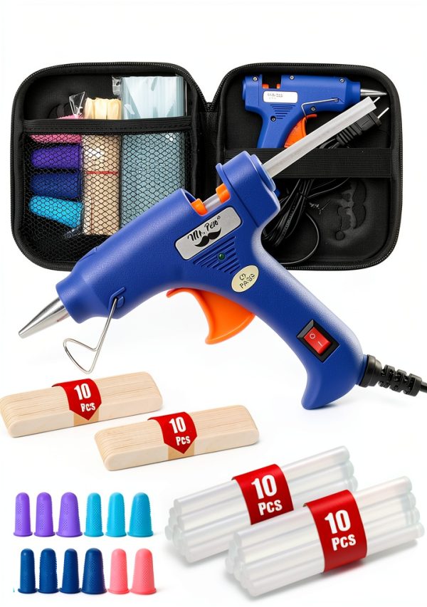 Mr. Pen- Mini Hot Glue Gun Kit with 20 Glue Sticks and 20 Popsicle Sticks & 8 Finger Protector - Fast Preheating Hot Melt Gun, High Temp for School Crafts DIY Arts and Quick Home Repairs-0