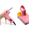MONVICT Pink Hot Glue Gun Kit, Mini Glue Gun with Suction Cups Stand Anti Stick Silicone Mat, Hot Melt Glue Gun with Fine Tip & 30 Glue Sticks, On/Off Switch Design for DIY, Craft, Home School Project-2