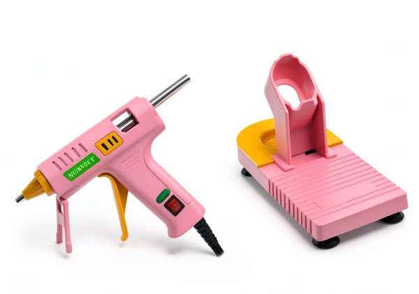 MONVICT Pink Hot Glue Gun Kit, Mini Glue Gun with Suction Cups Stand Anti Stick Silicone Mat, Hot Melt Glue Gun with Fine Tip & 30 Glue Sticks, On/Off Switch Design for DIY, Craft, Home School Project-2