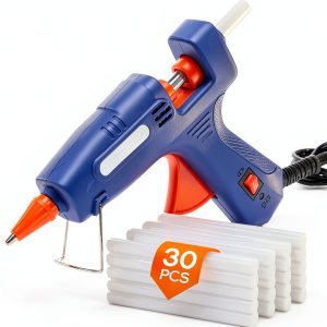 Mini Hot Glue Gun with 30 Glue Sticks for Crafts School DIY Arts Home Quick Repairs, 20W, Blue-0