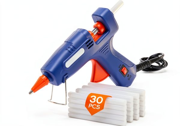 Mini Hot Glue Gun with 30 Glue Sticks for Crafts School DIY Arts Home Quick Repairs, 20W, Blue-0