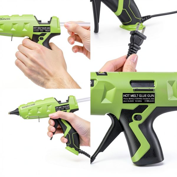Full Size Hot Glue Gun SEEKONE 60/100W Dual Power with 20 Glue Sticks-4