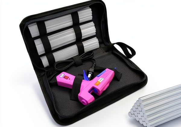 Glue Gun Liumai Mini Hot Melt Glue Kit with 30 Sticks Pink Blue-0