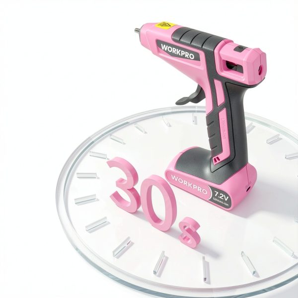Cordless Hot Glue Gun WORKPRO 7.2V with 50 Mini Glue Sticks Pink-3
